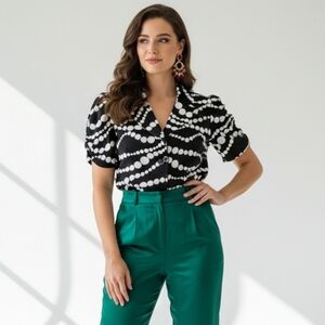 Cato Polka Dot Puff Sleeve Blouse XL NEW